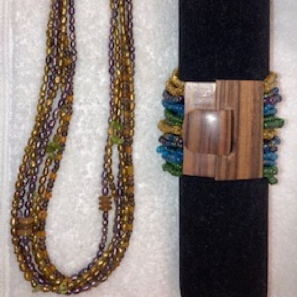 Coldwater Creek Multi-Coloured Beaded Necklace and Bracelet - Picture 1 of 6